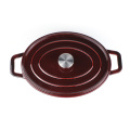 Cast Iron Wine red Burgundy Enamel Cooking Casserole oval dutch oven